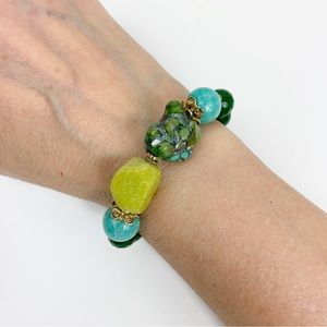 Turquoise Amazonite Chrome Diopside Bead Stretch Bracelet